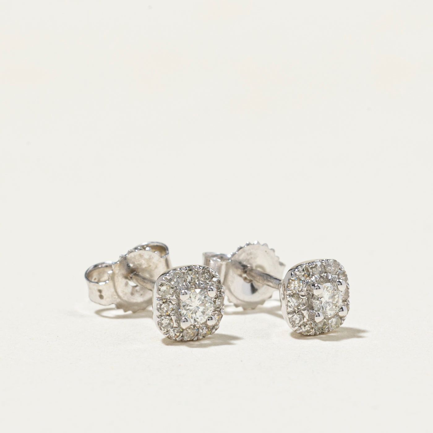 White Gold Diamond Halo Stud Earrings | 0.20ct