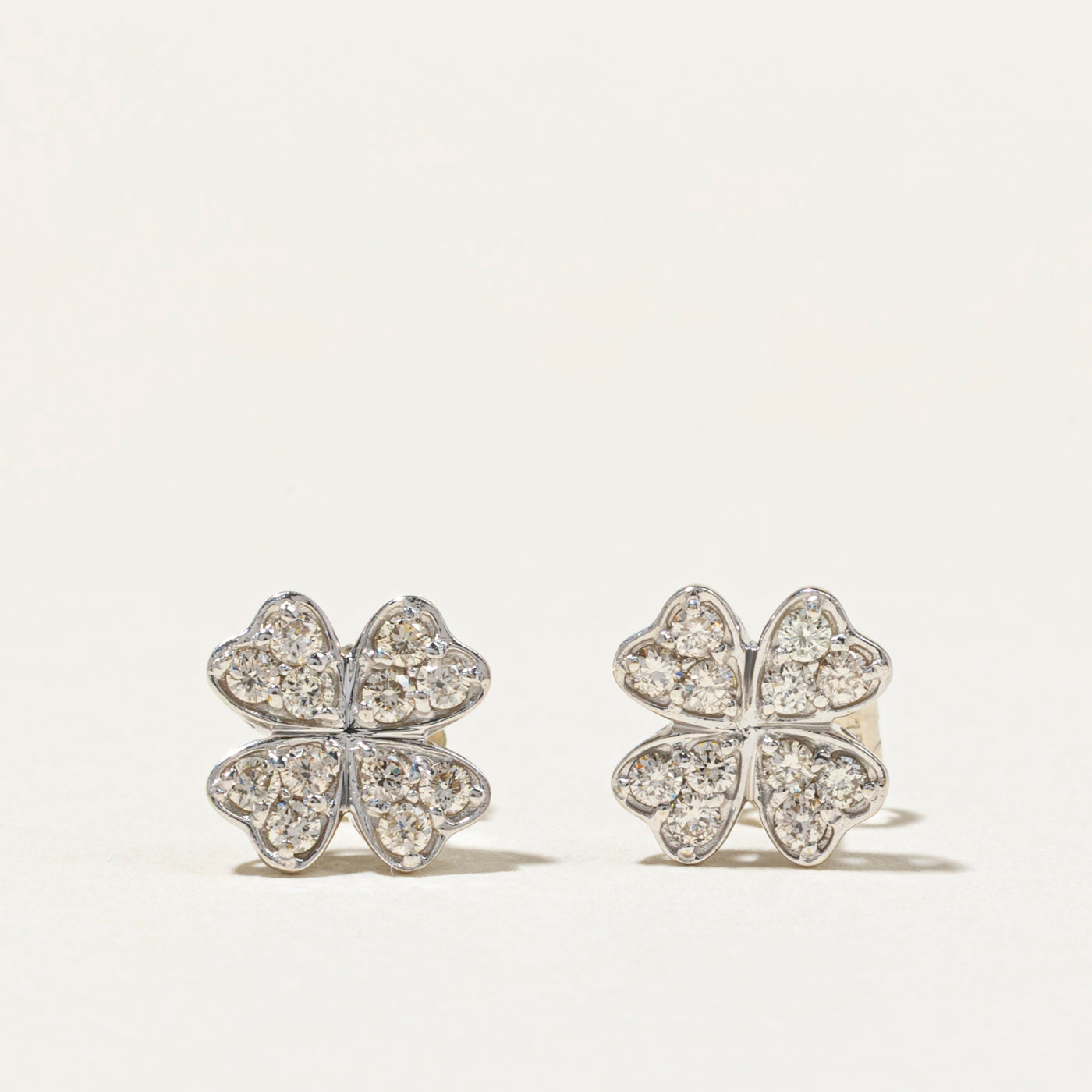 18k Diamond Clover Stud Earrings | 0.30ctw
