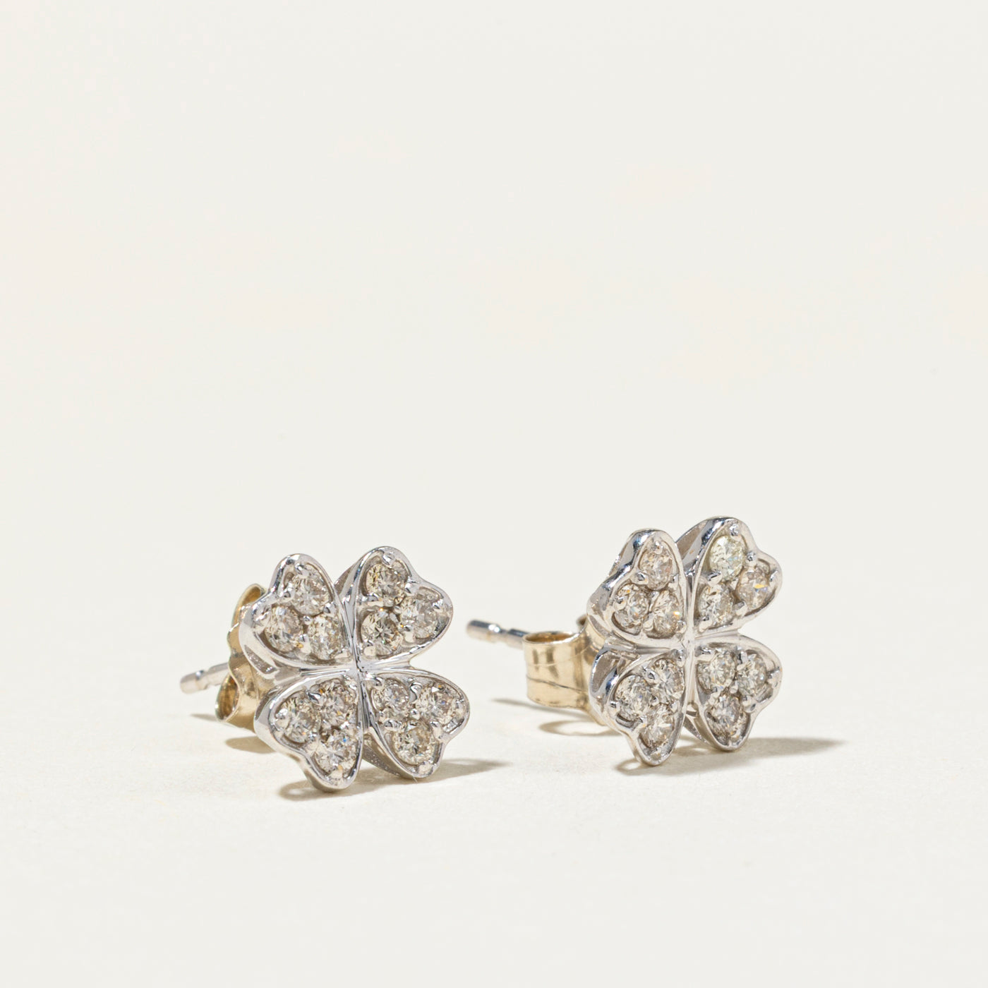 18k Diamond Clover Stud Earrings | 0.30ctw