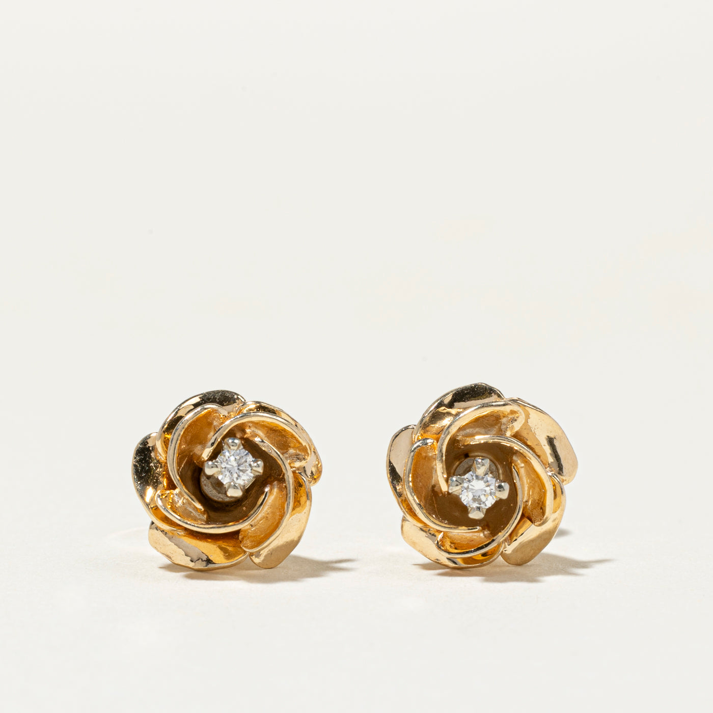 Diamond Flower Stud Earrings | 0.06ct