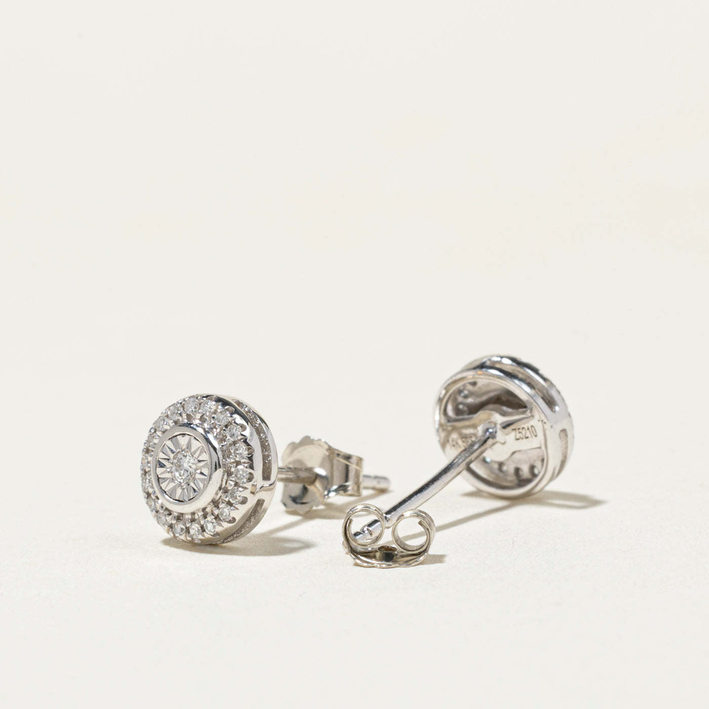 Illusion Set Diamond Halo Stud Earrings | 0.12ct