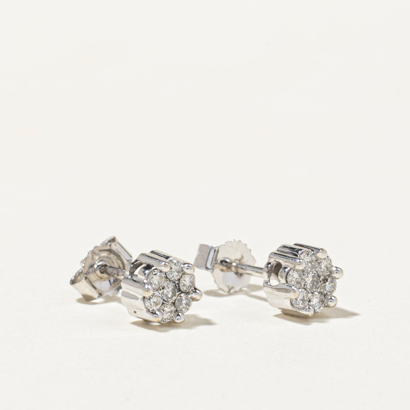 White Gold Diamond Cluster Stud Earrings | 0.20ct