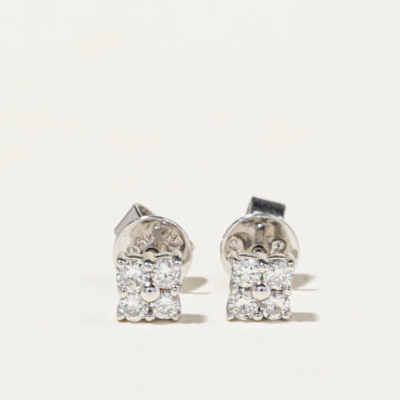 18k Diamond Square Cluster Stud Earrings | 0.26ct