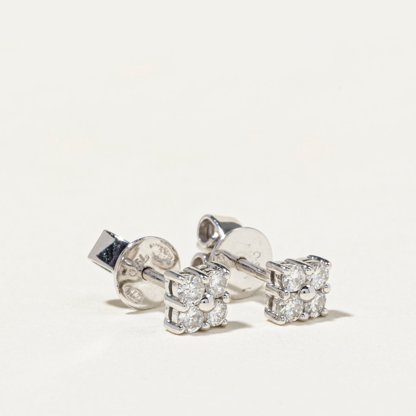 18k Diamond Square Cluster Stud Earrings | 0.26ct