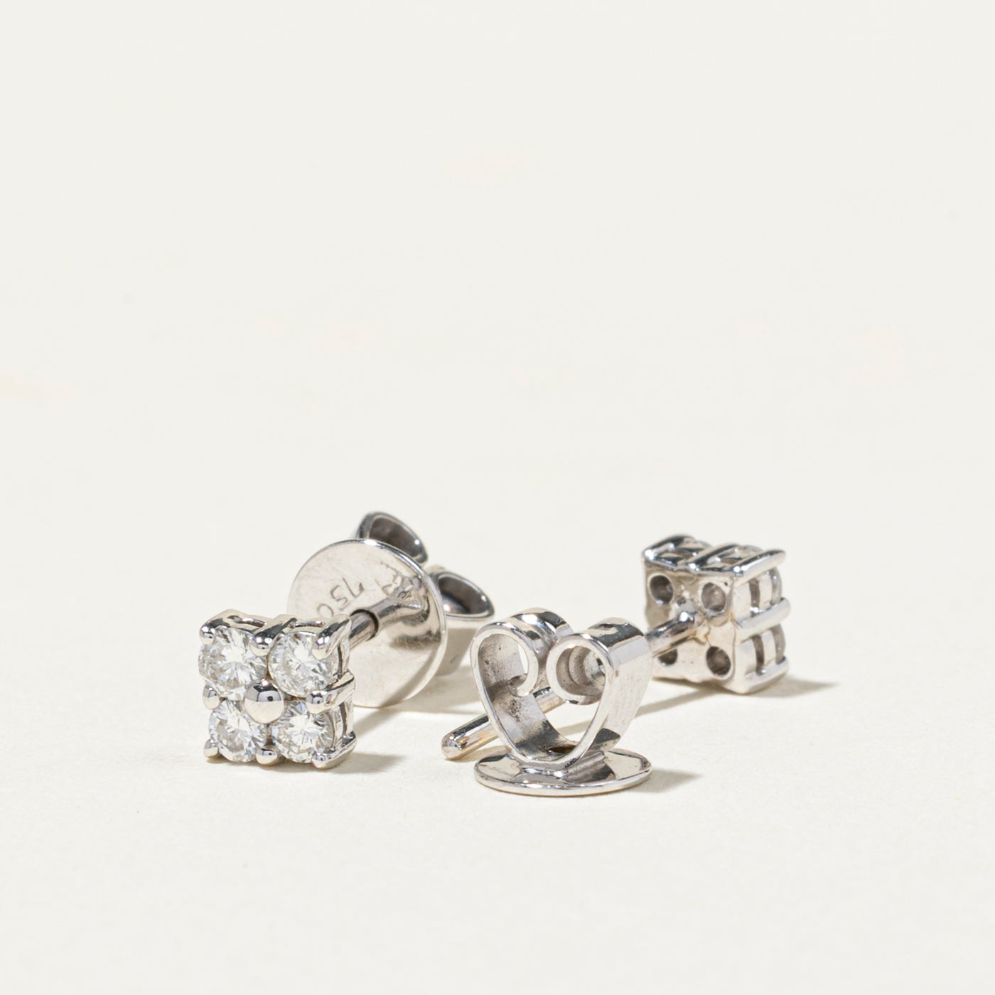 18k Diamond Square Cluster Stud Earrings | 0.26ct
