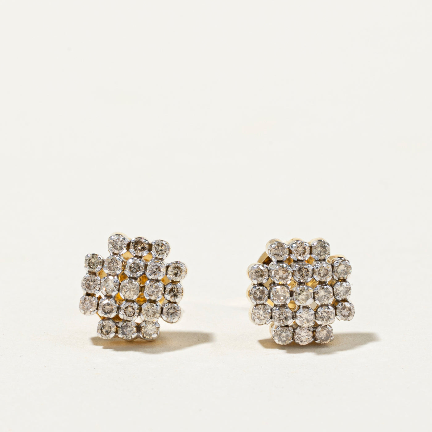 Yellow Diamond Cluster Stud Earrings | 0.68ctw
