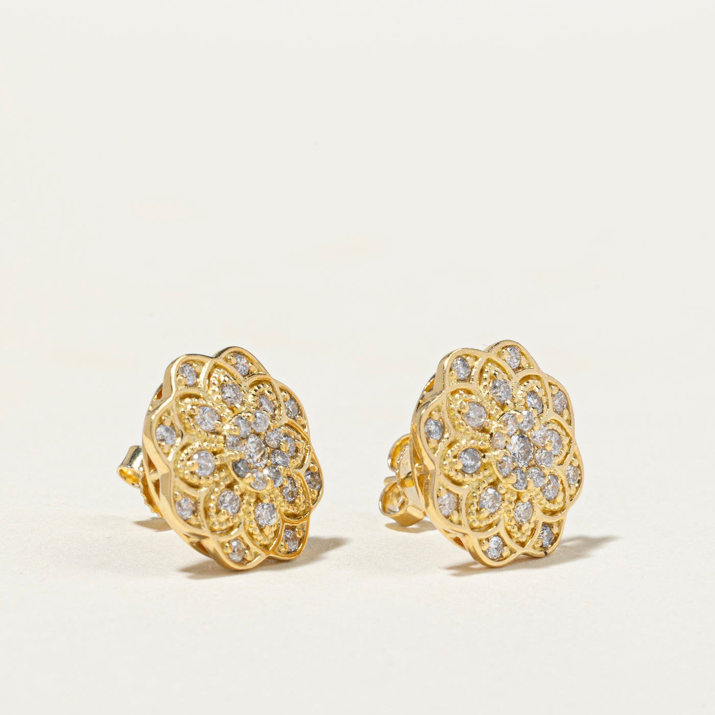 18k Diamond Floral Stud Earrings | 0.60ctw