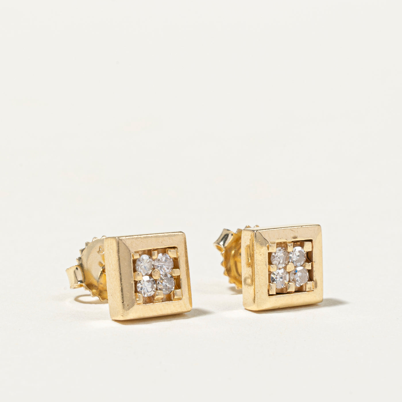 Diamond Square Cluster Stud Earrings | 0.28ct