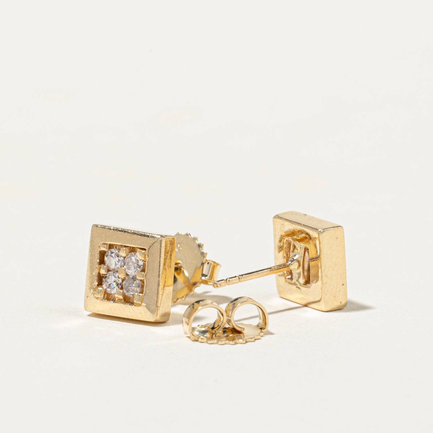 Diamond Square Cluster Stud Earrings | 0.28ct