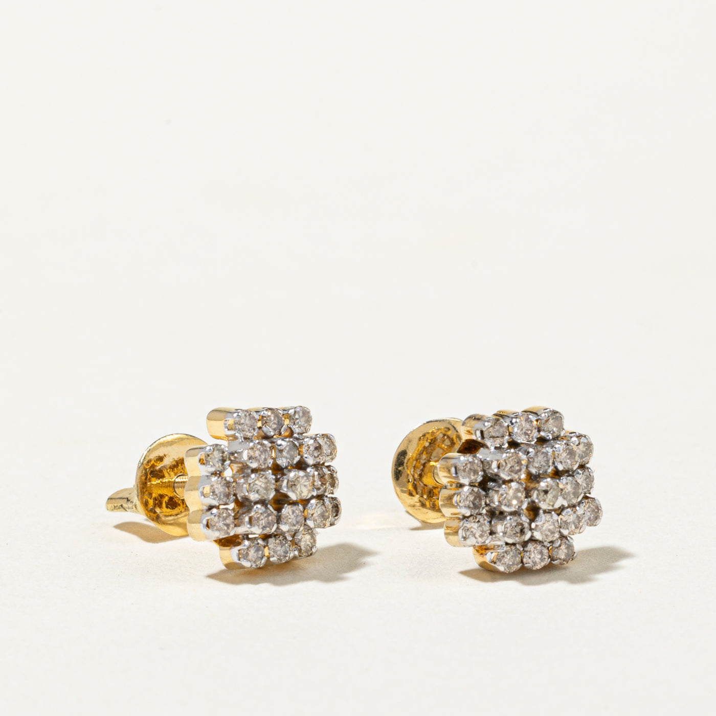 Yellow Diamond Cluster Stud Earrings | 0.68ctw