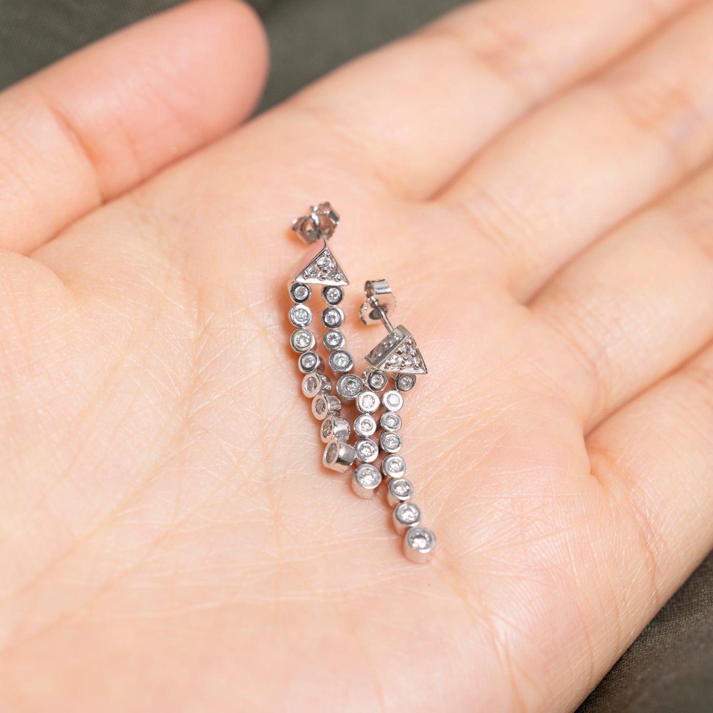 Bezel Set Diamond Dangling Drop Earrings | 0.42ctw