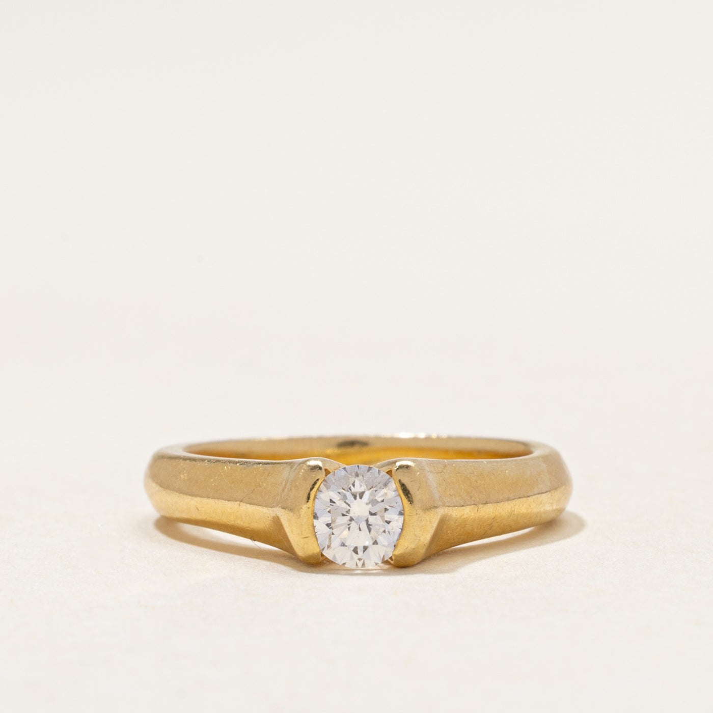 18k Tension Set Solitaire Diamond Ring | 0.32ct | SZ 4.5