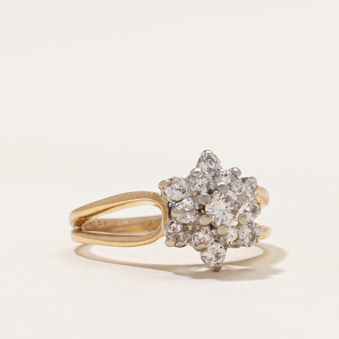 Diamond Cluster Open Shank Ring | 0.68ctw | SZ 4