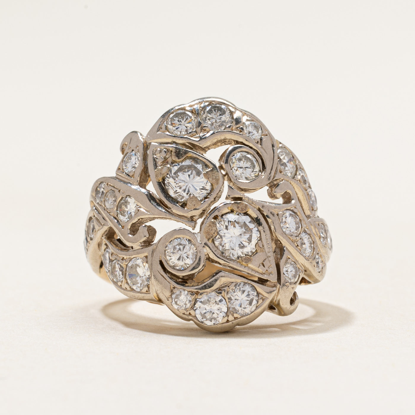 14k Diamond Ornate Cocktail Ring | 2.26ctw | SZ 5.5