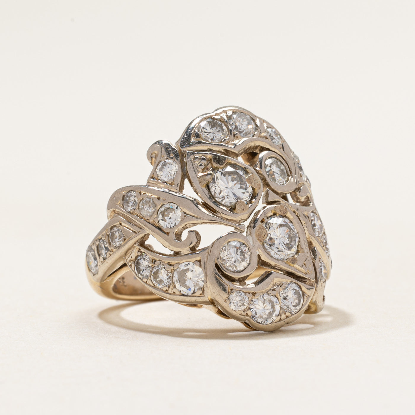 14k Diamond Ornate Cocktail Ring | 2.26ctw | SZ 5.5