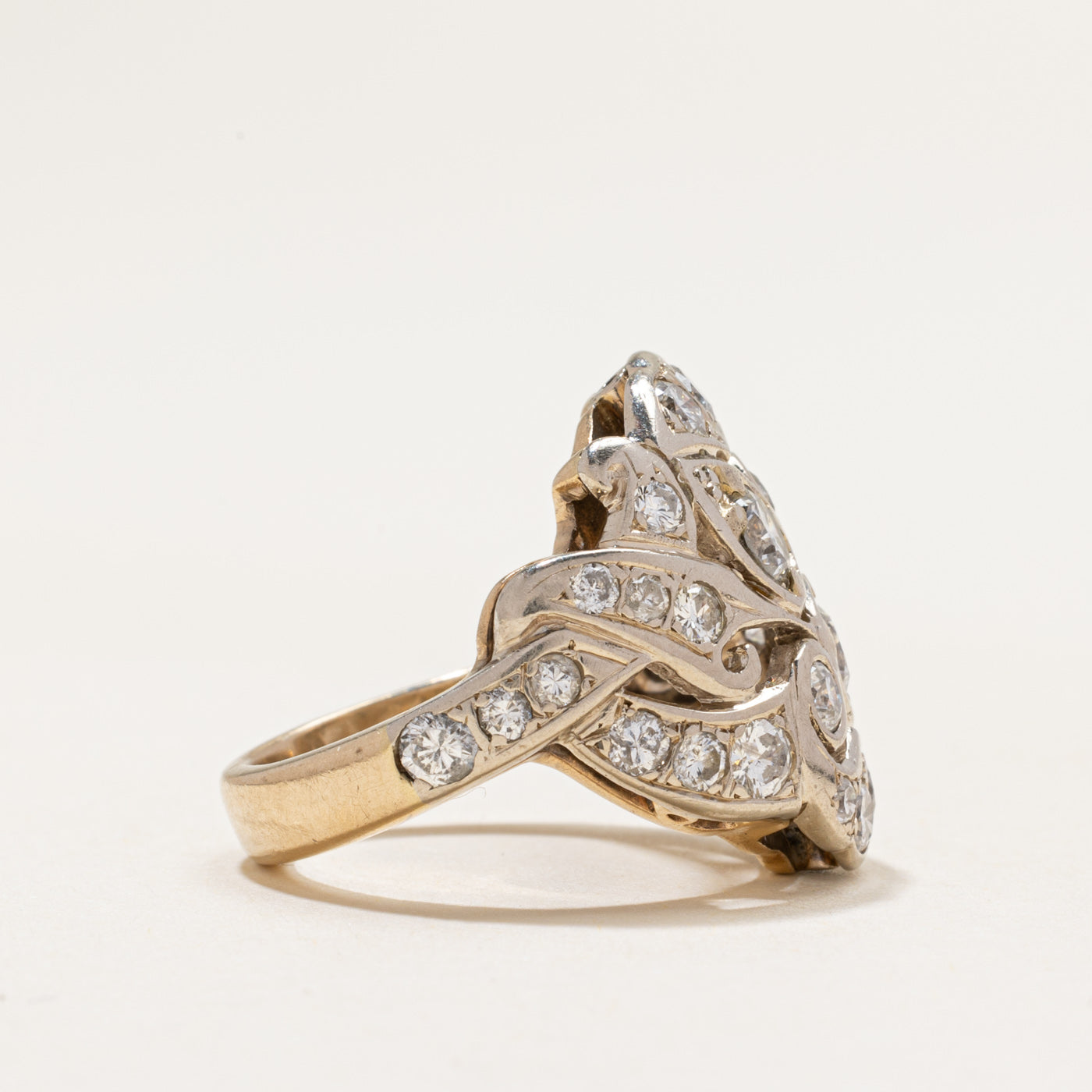 14k Diamond Ornate Cocktail Ring | 2.26ctw | SZ 5.5
