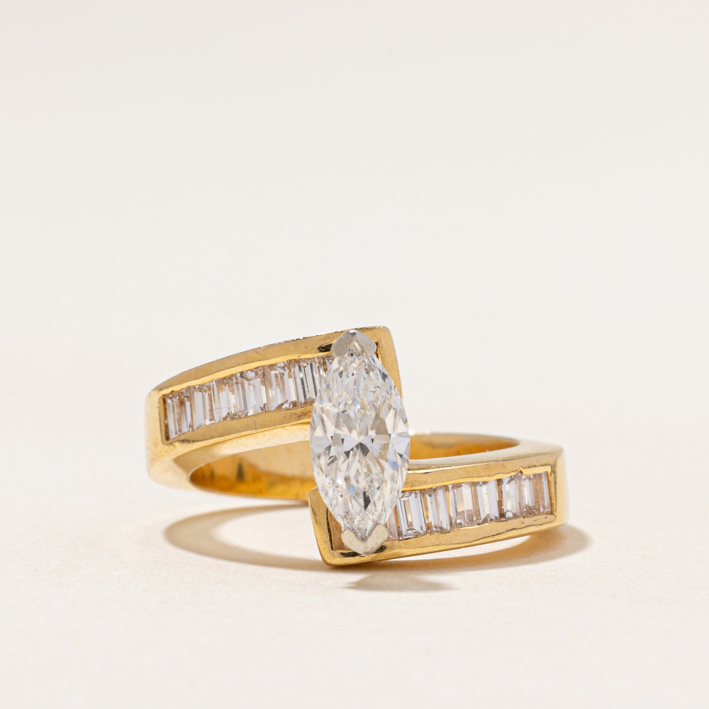 18k Marquise Cut Diamond Bypass Ring | 1.90ctw | SZ 7.5