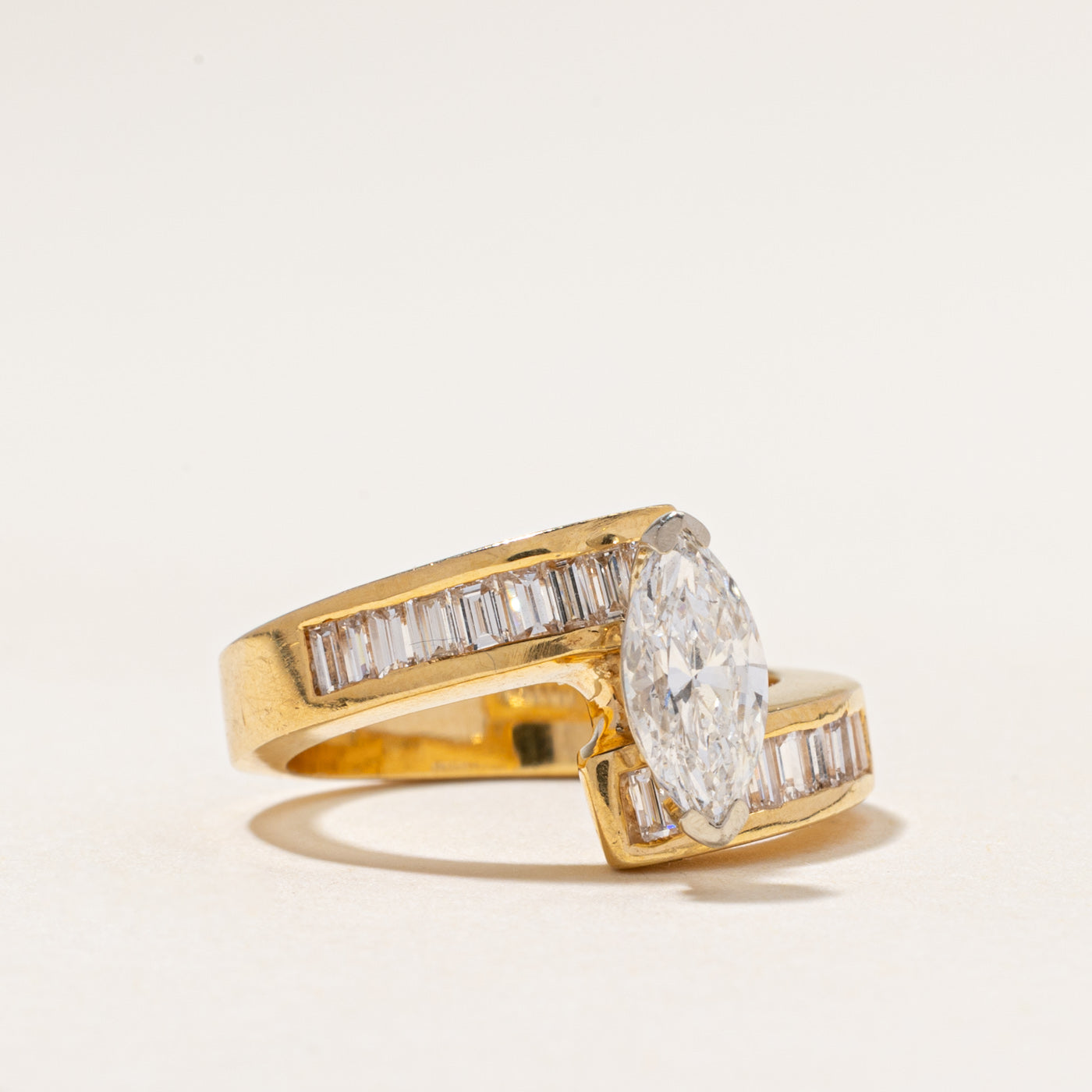 18k Marquise Cut Diamond Bypass Ring | 1.90ctw | SZ 7.5