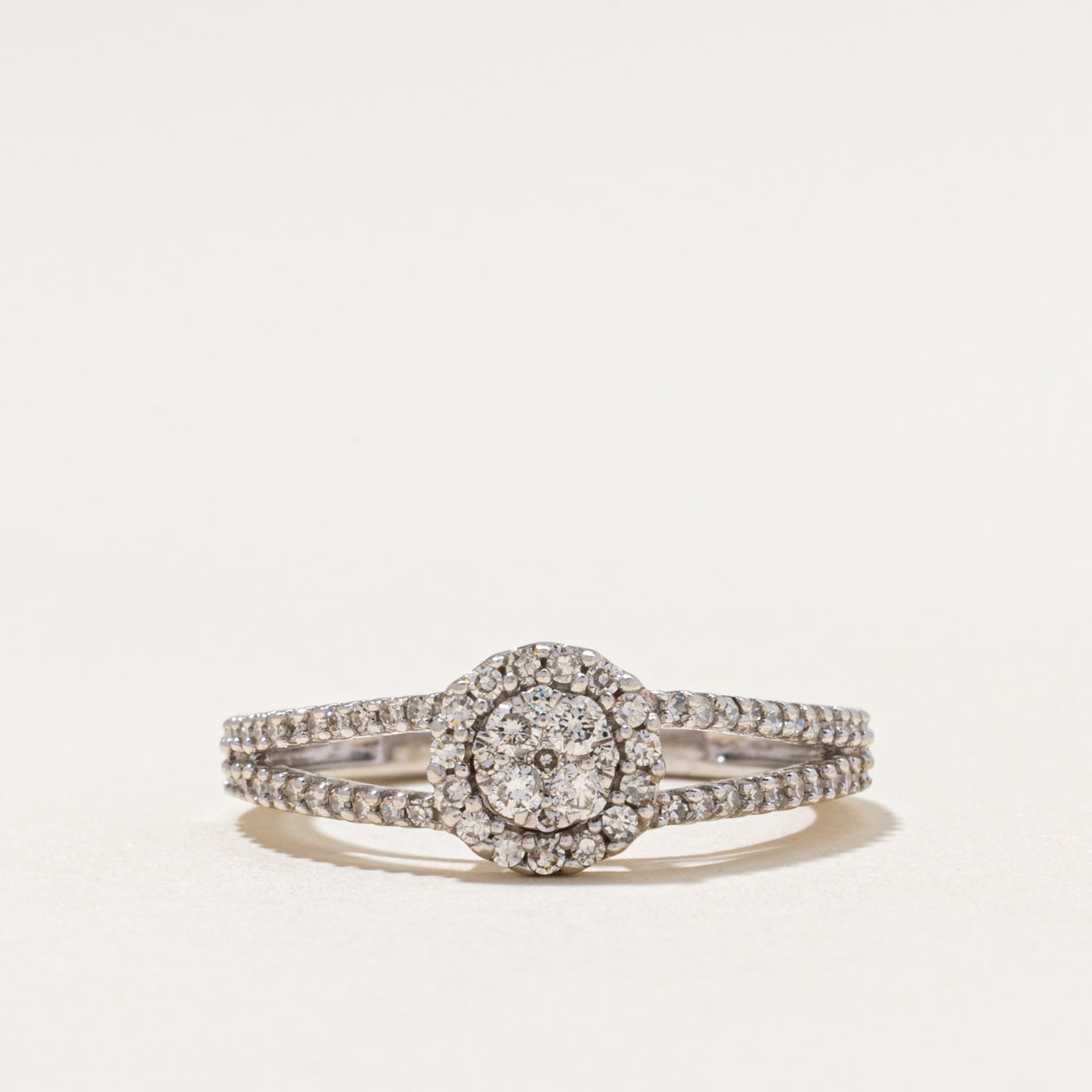 Illusion Set Diamond Halo Split Shank Ring | 0.45ctw | SZ 6.25