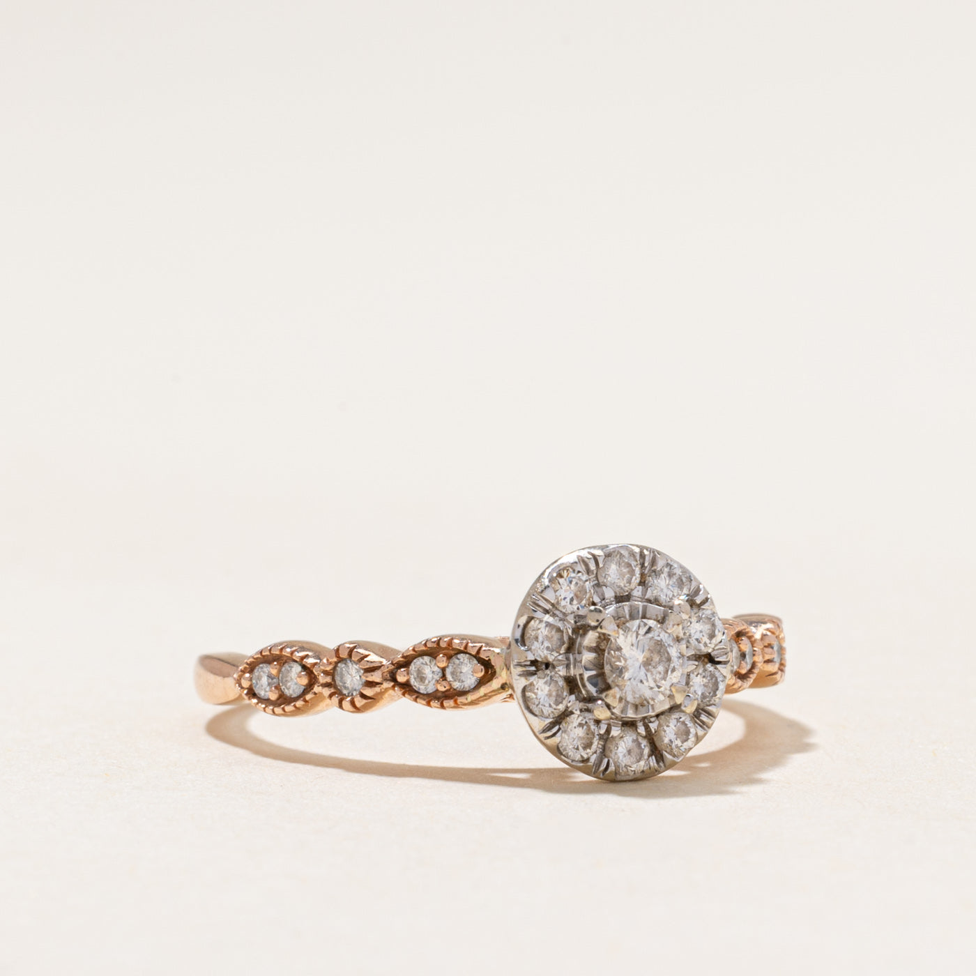 Illusion Set Diamond Halo Ornate Ring | 0.40ctw | SZ 9
