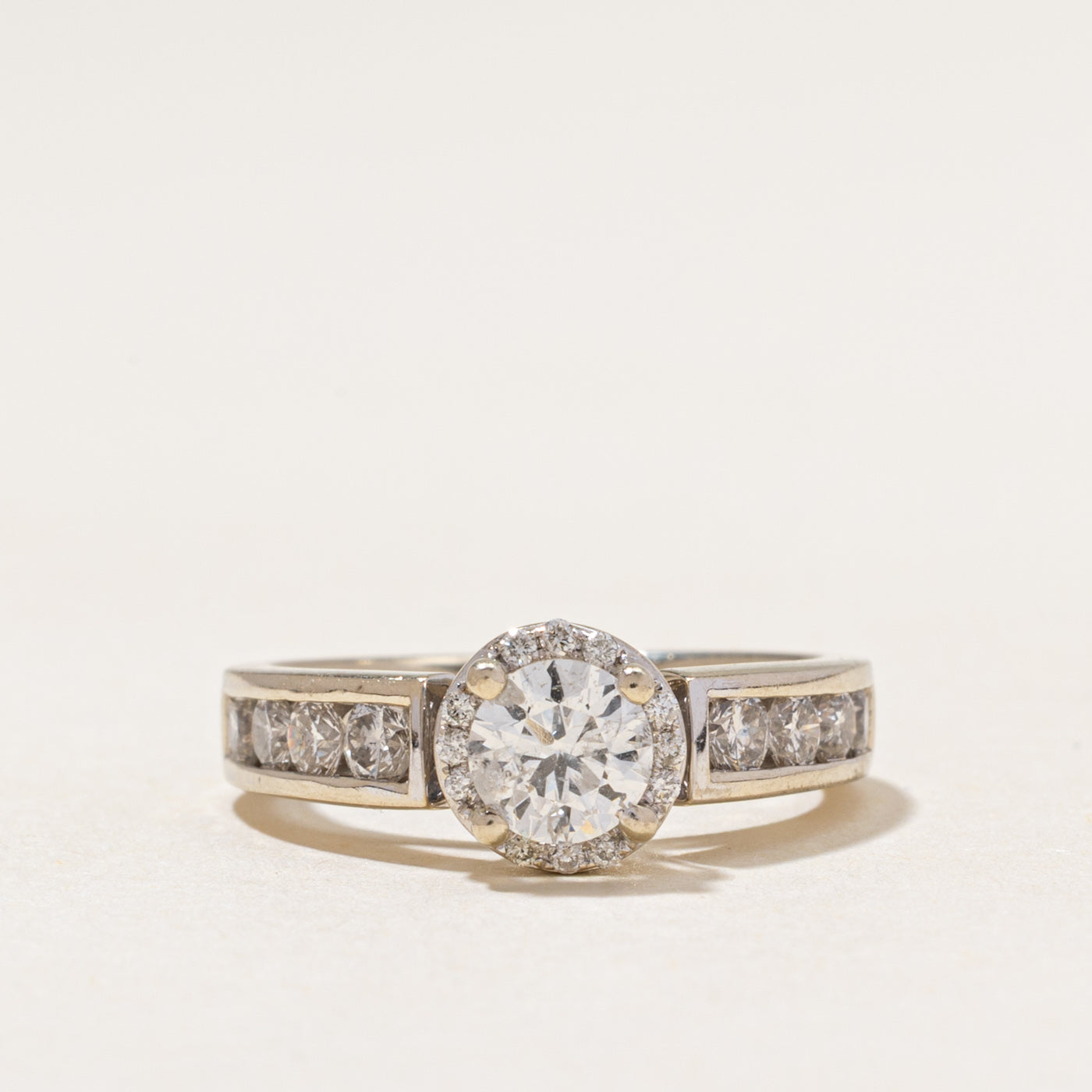 White Gold Diamond Halo Ring | 1.35ctw | SZ 5