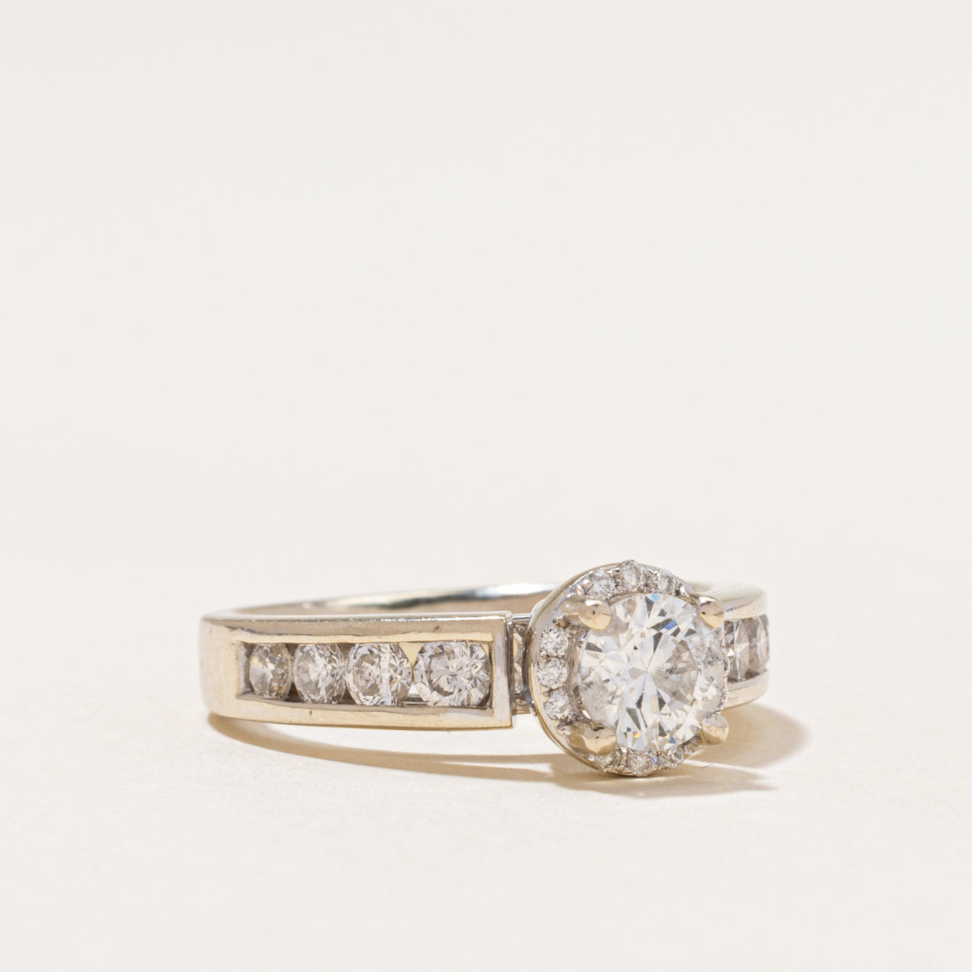 White Gold Diamond Halo Ring | 1.35ctw | SZ 5