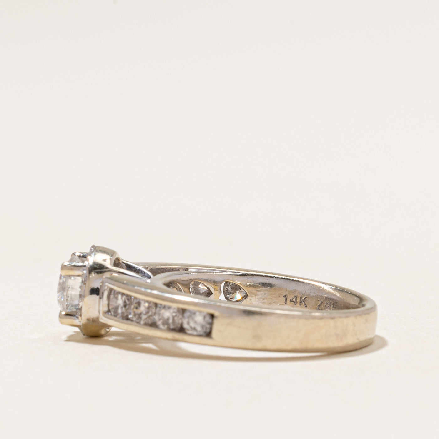 White Gold Diamond Halo Ring | 1.35ctw | SZ 5