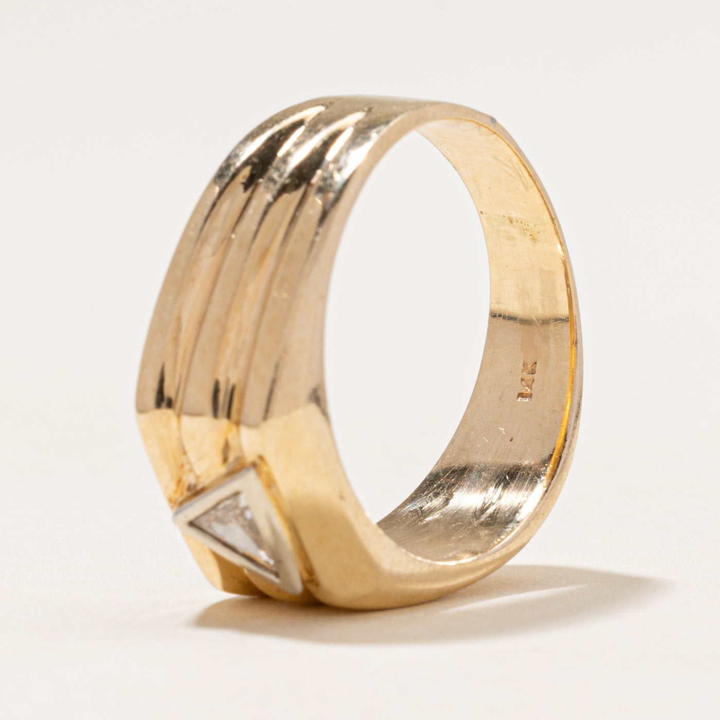 Triangular Cut Diamond Grooved Ring | 0.30ct | SZ 8.5