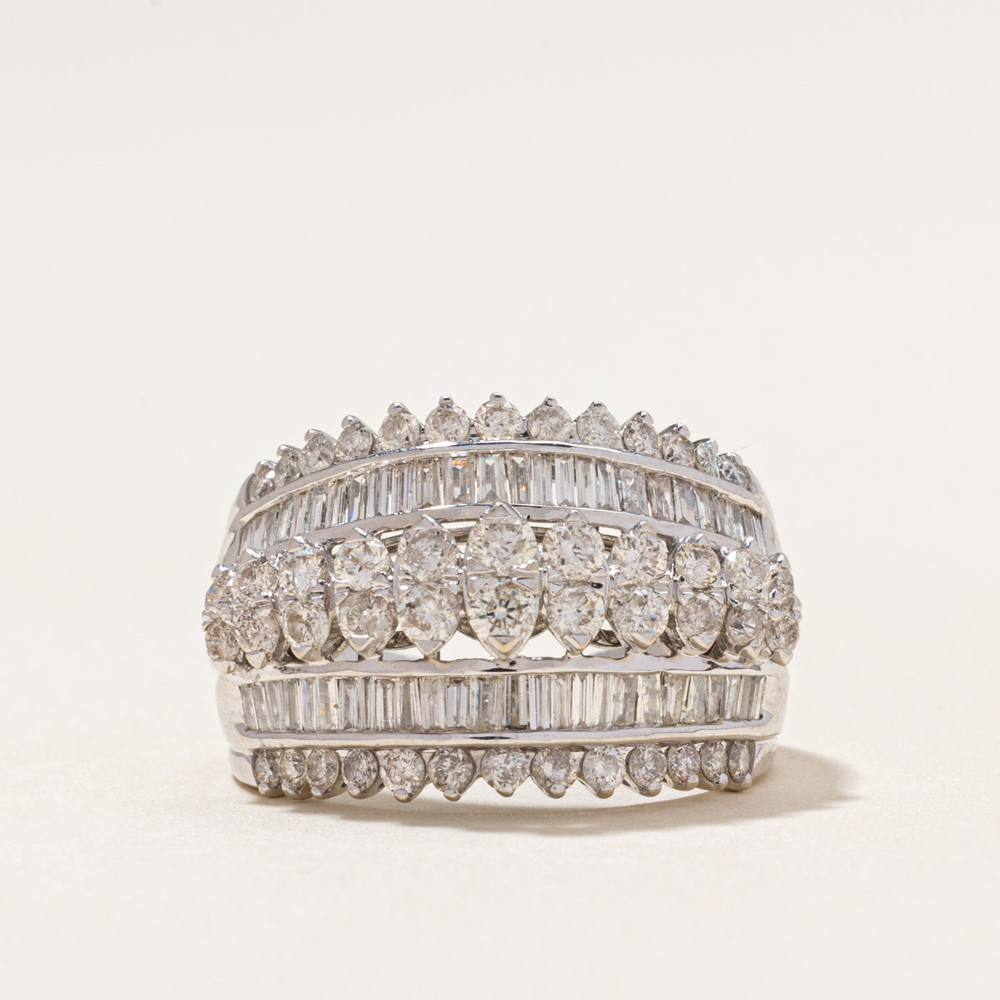 White Gold Diamond Cocktail Dome Ring | 2.09ctw | SZ 6