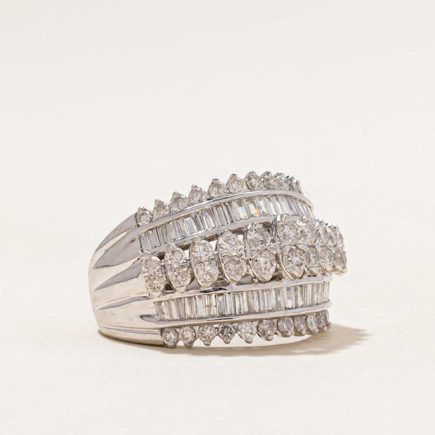 White Gold Diamond Cocktail Dome Ring | 2.09ctw | SZ 6