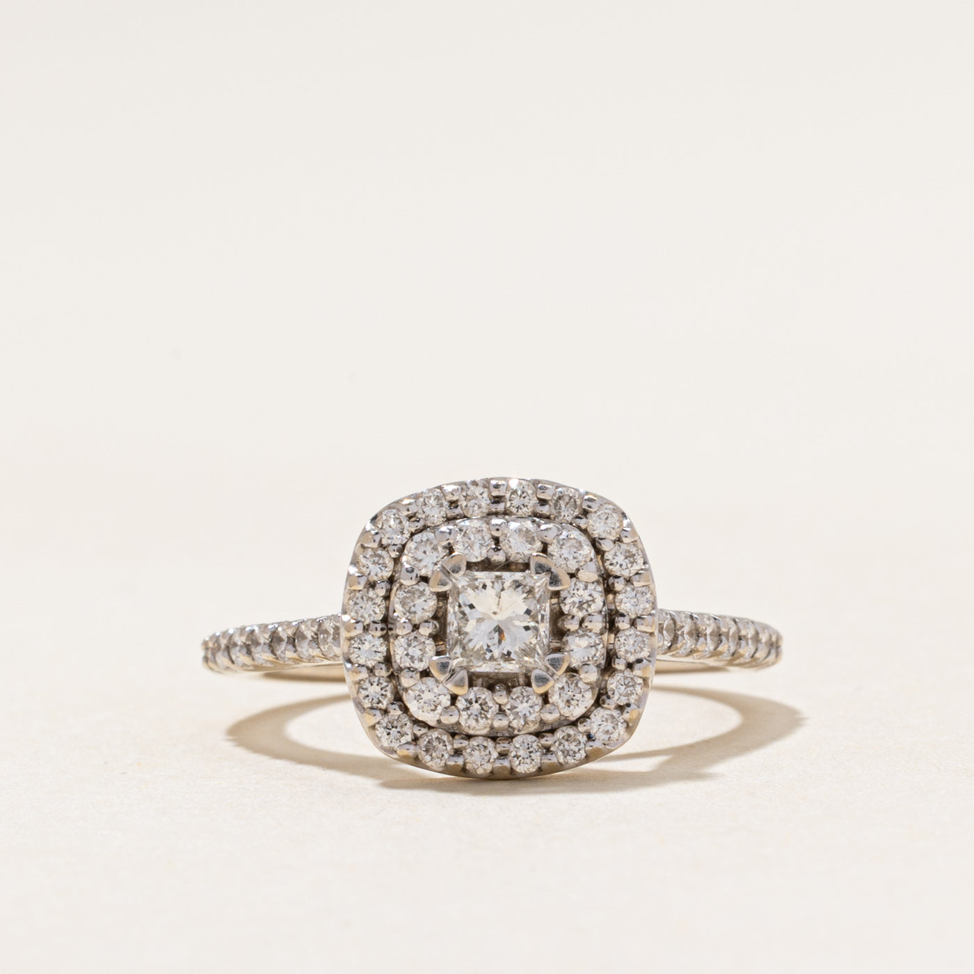Princess Cut Diamond Double Halo Ring | 0.68ctw | SZ 5