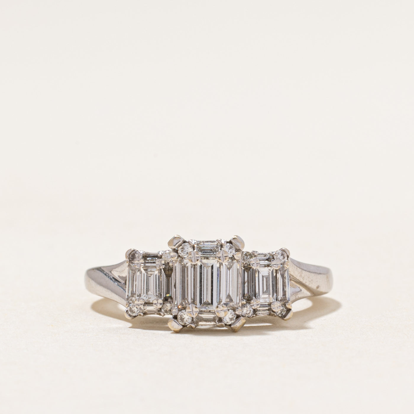 Three Stone Baguette Cut Diamond Ring | 0.87ctw | SZ 3.5