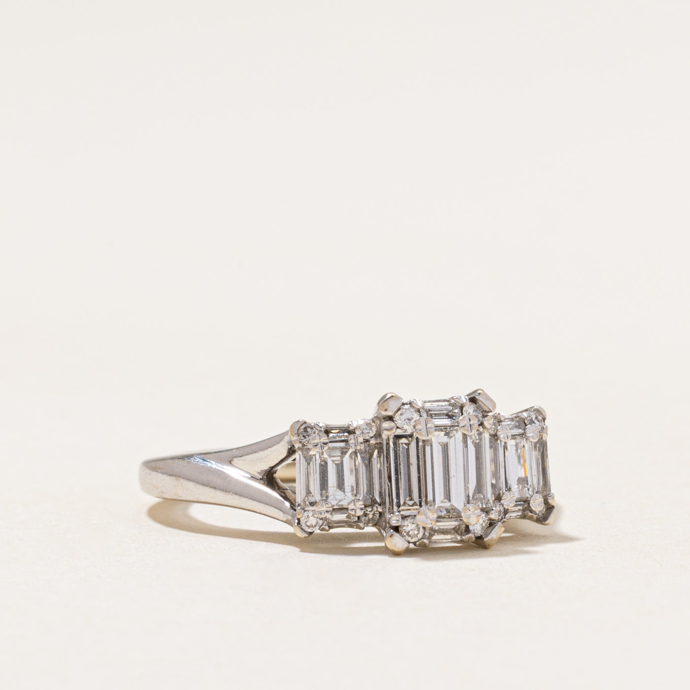 Three Stone Baguette Cut Diamond Ring | 0.87ctw | SZ 3.5