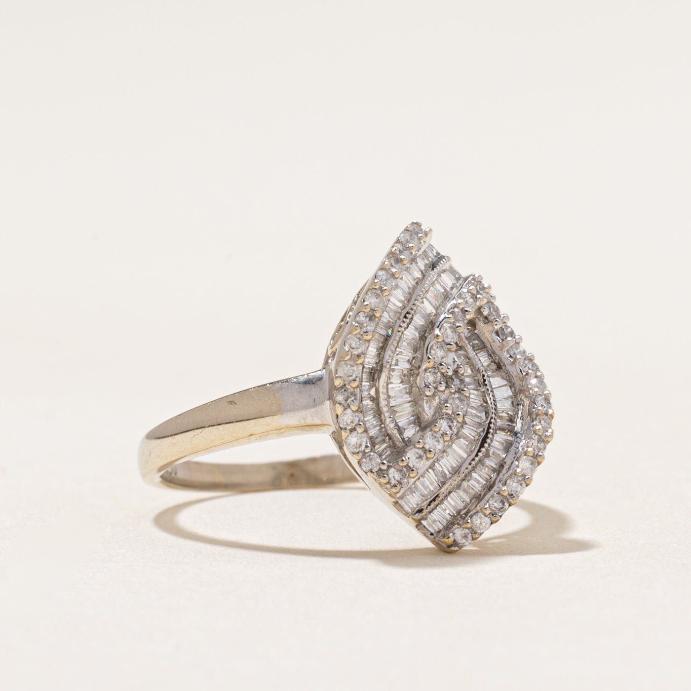 Diamond Cross Over Cluster Cocktail Ring | 0.65ctw | SZ 5.75