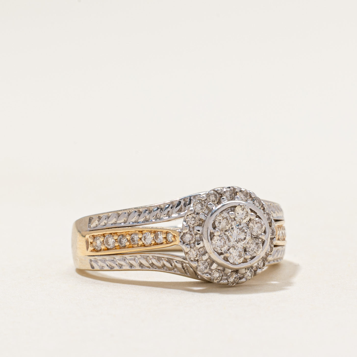Two Tone Diamond Cluster Halo Ring | 0.50ctw | SZ 7.5