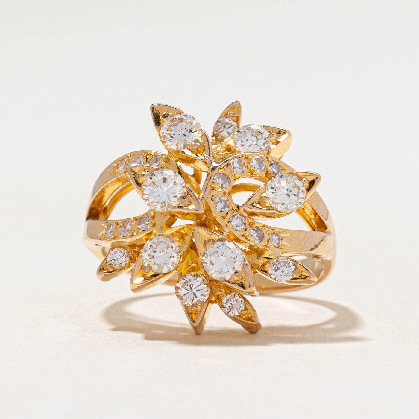 18k Scattered Diamond Cocktail Ring | 1.15ctw | SZ 7