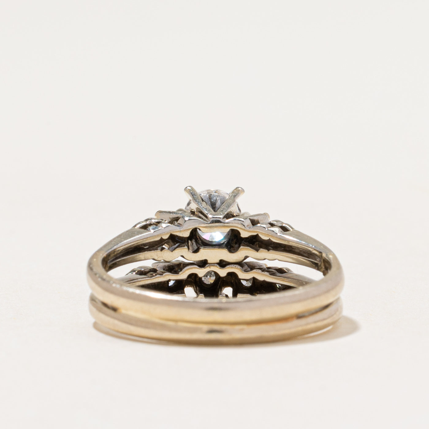 Diamond Accented Fused Wedding Ring Set | 0.47ctw | SZ 4.75