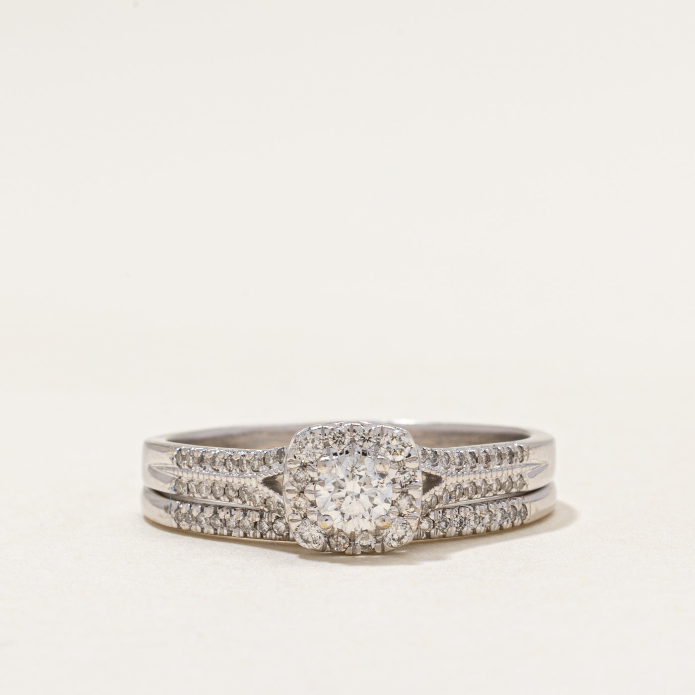 White Gold Diamond Accented Halo Ring | 0.38ctw | SZ 8.75