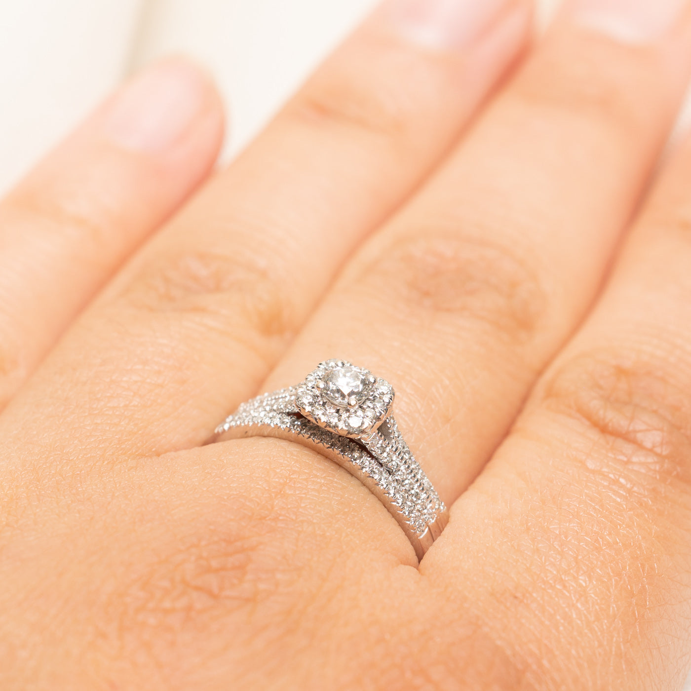 White Gold Diamond Accented Halo Ring | 0.38ctw | SZ 8.75