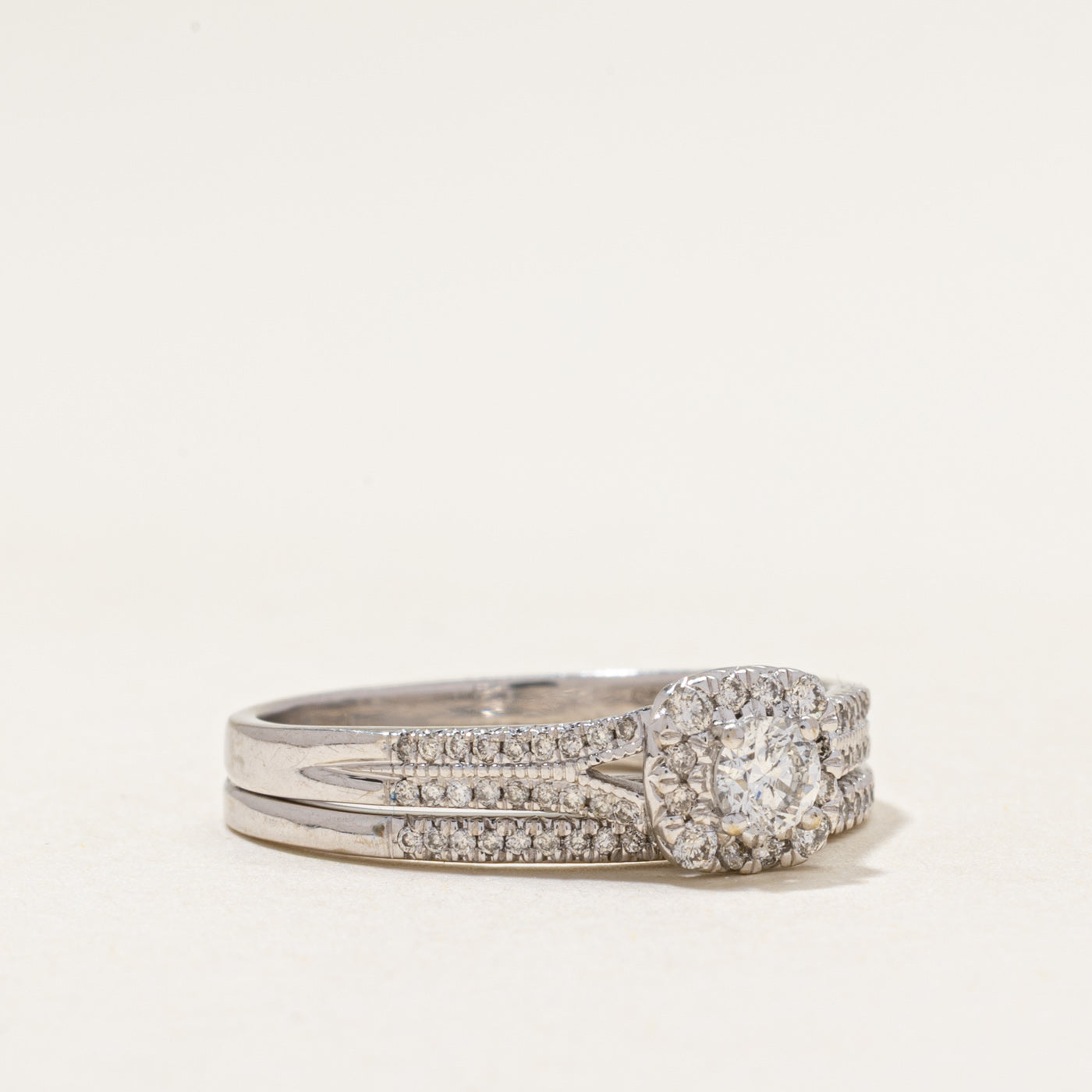 White Gold Diamond Accented Halo Ring | 0.38ctw | SZ 8.75