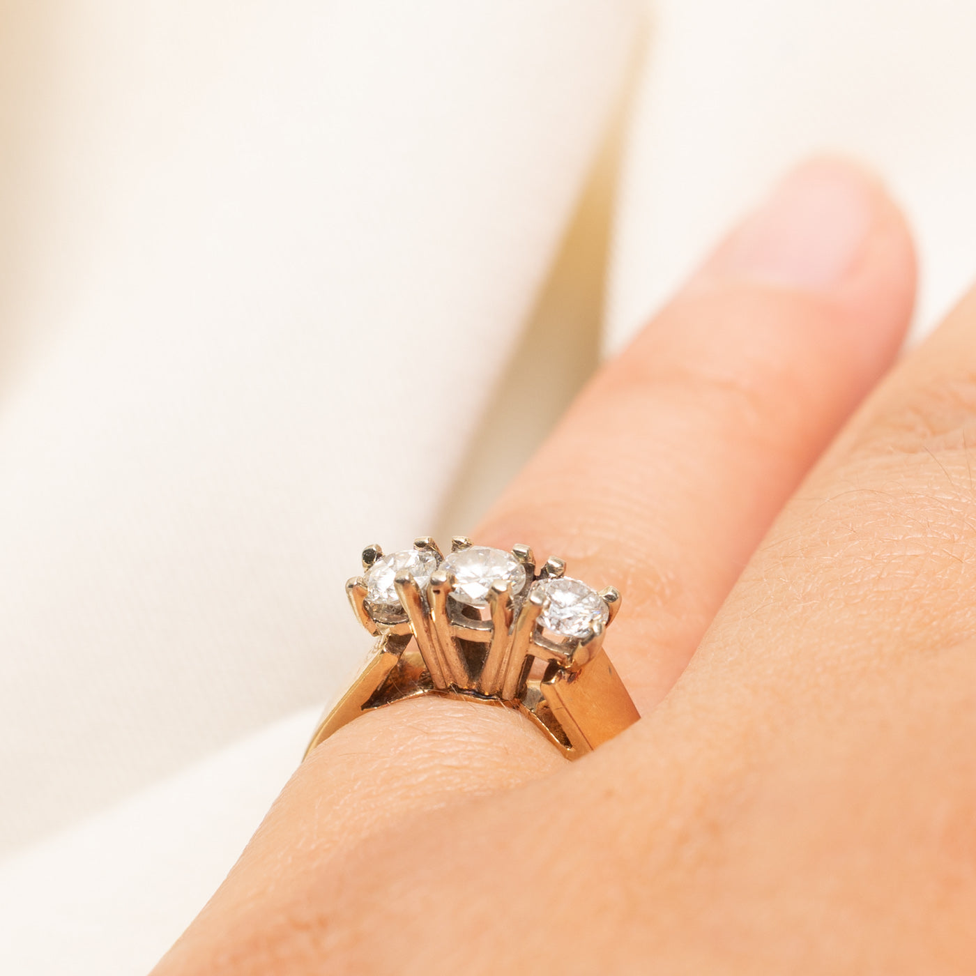 High Set Three Stone Diamond Ring | 0.65ctw | SZ 4.25