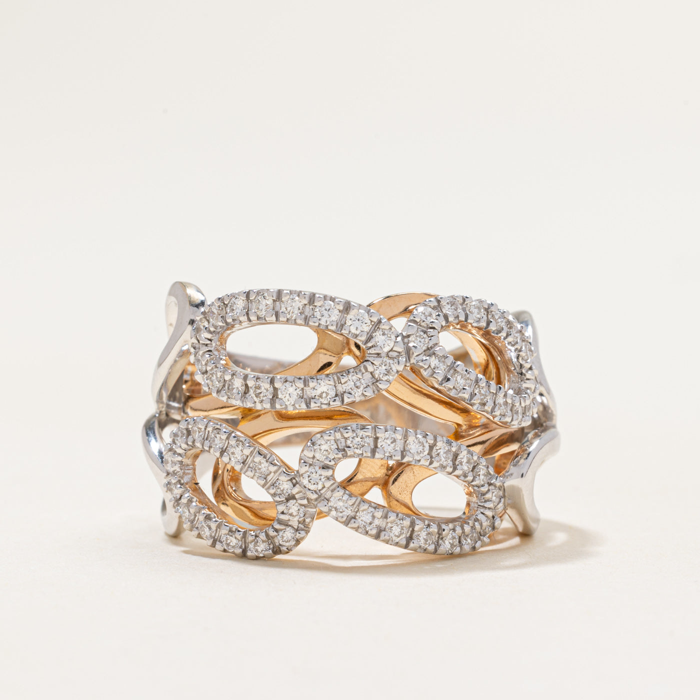 17k Two Tone Diamond Kinetic Ring | 1.05ctw | SZ 8