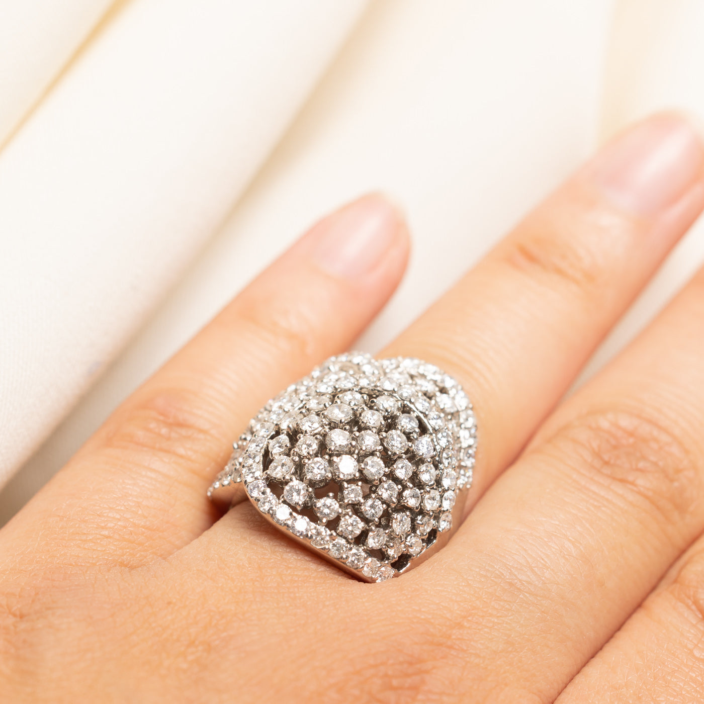 18k Diamond Cluster Cocktail Ring | 3.50ctw | SZ 7