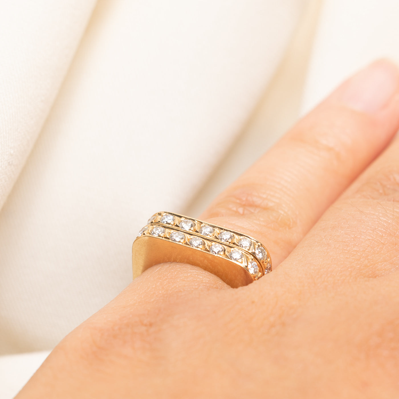 Semi Eternity Diamond Soft Square Band | 0.88ctw | SZ 5.5