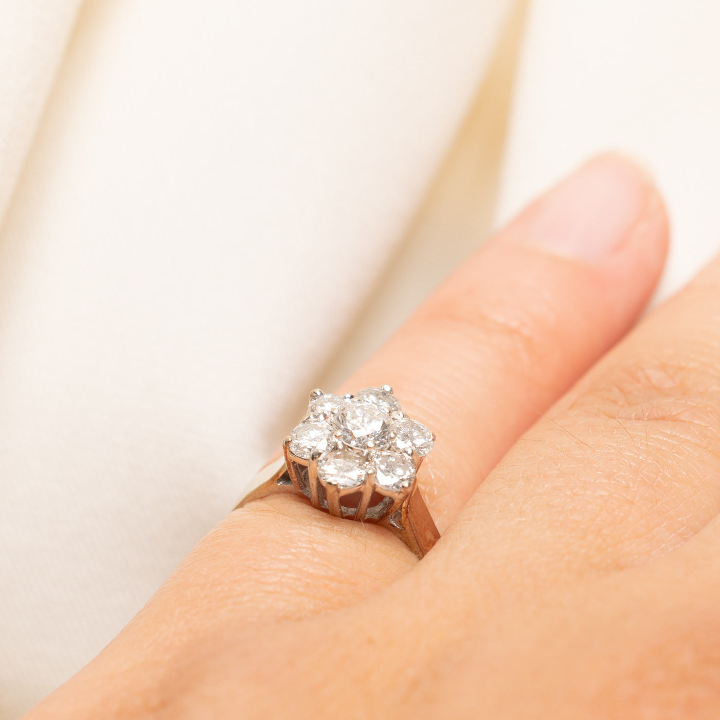 Diamond Petal Cluster Petite Ring | 1.15ctw | SZ 3.75