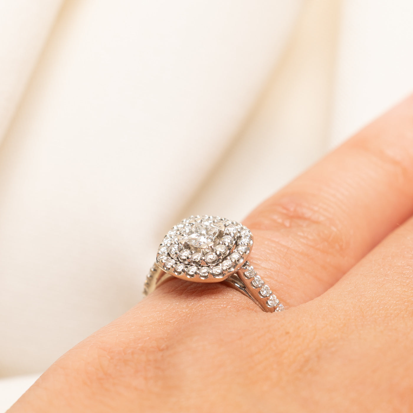 Princess Cut Diamond Double Halo Ring | 0.68ctw | SZ 5