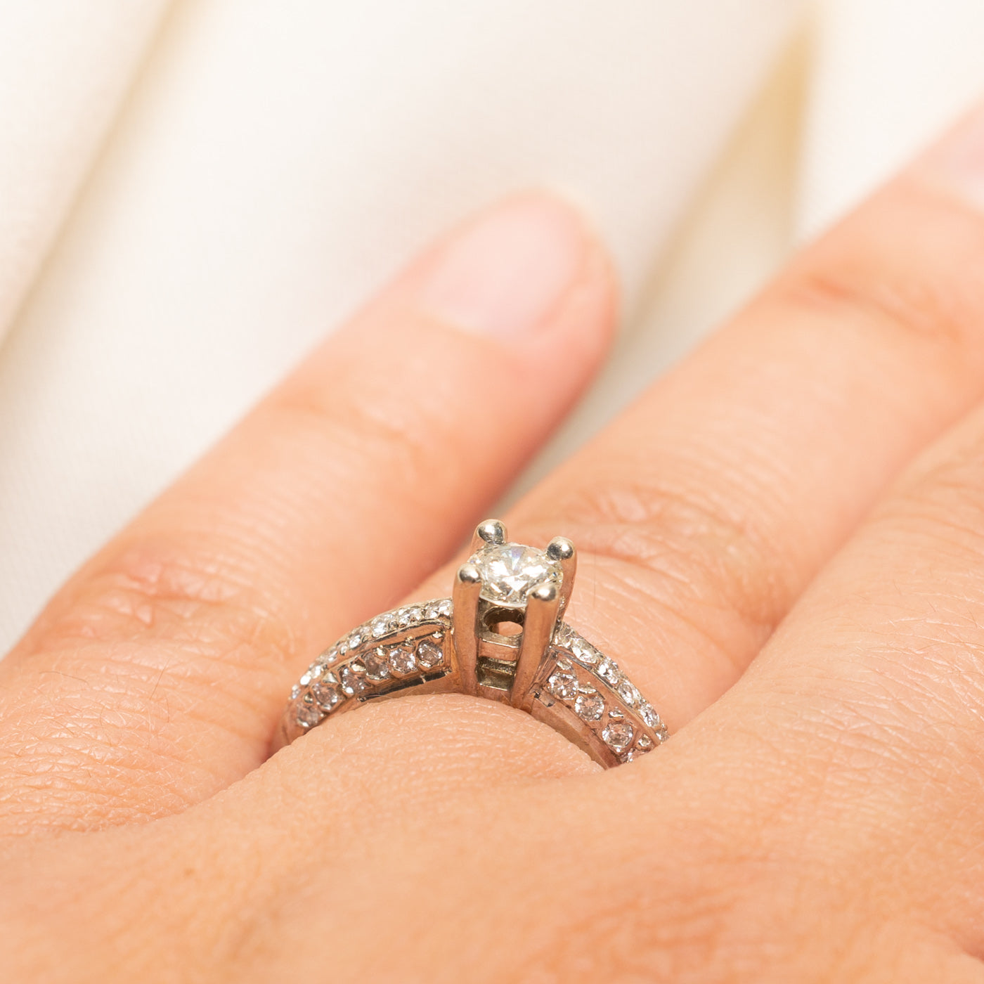 White Gold High Set Diamond Ring | 0.75ctw | SZ 6.75