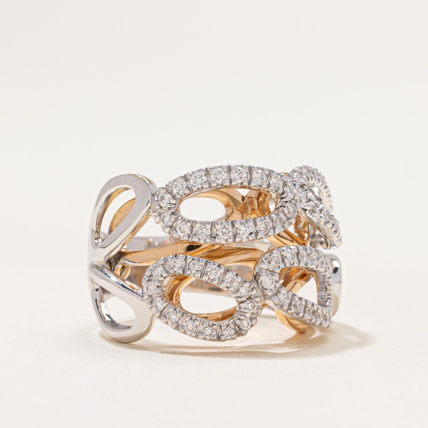 17k Two Tone Diamond Kinetic Ring | 1.05ctw | SZ 8