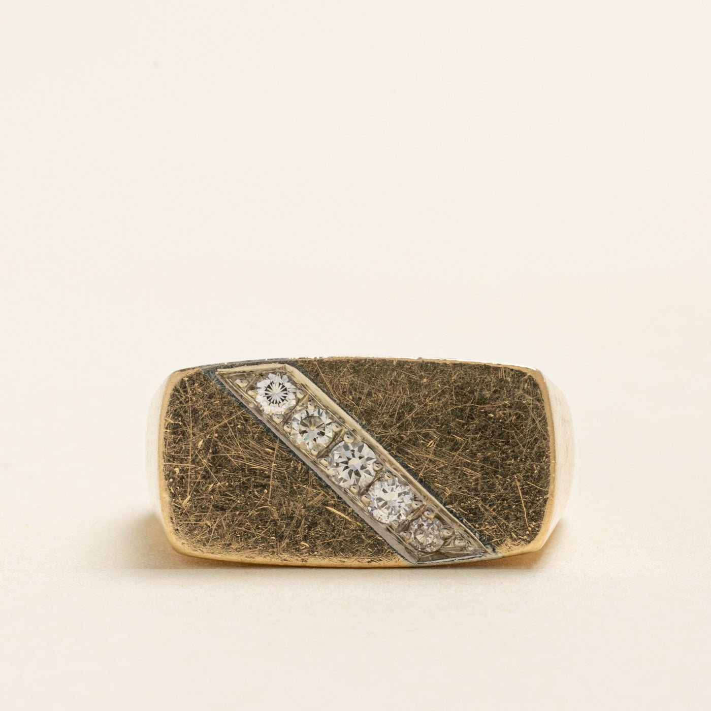 Diagonal Diamond Signet Ring | 0.26ctw | SZ 9.25