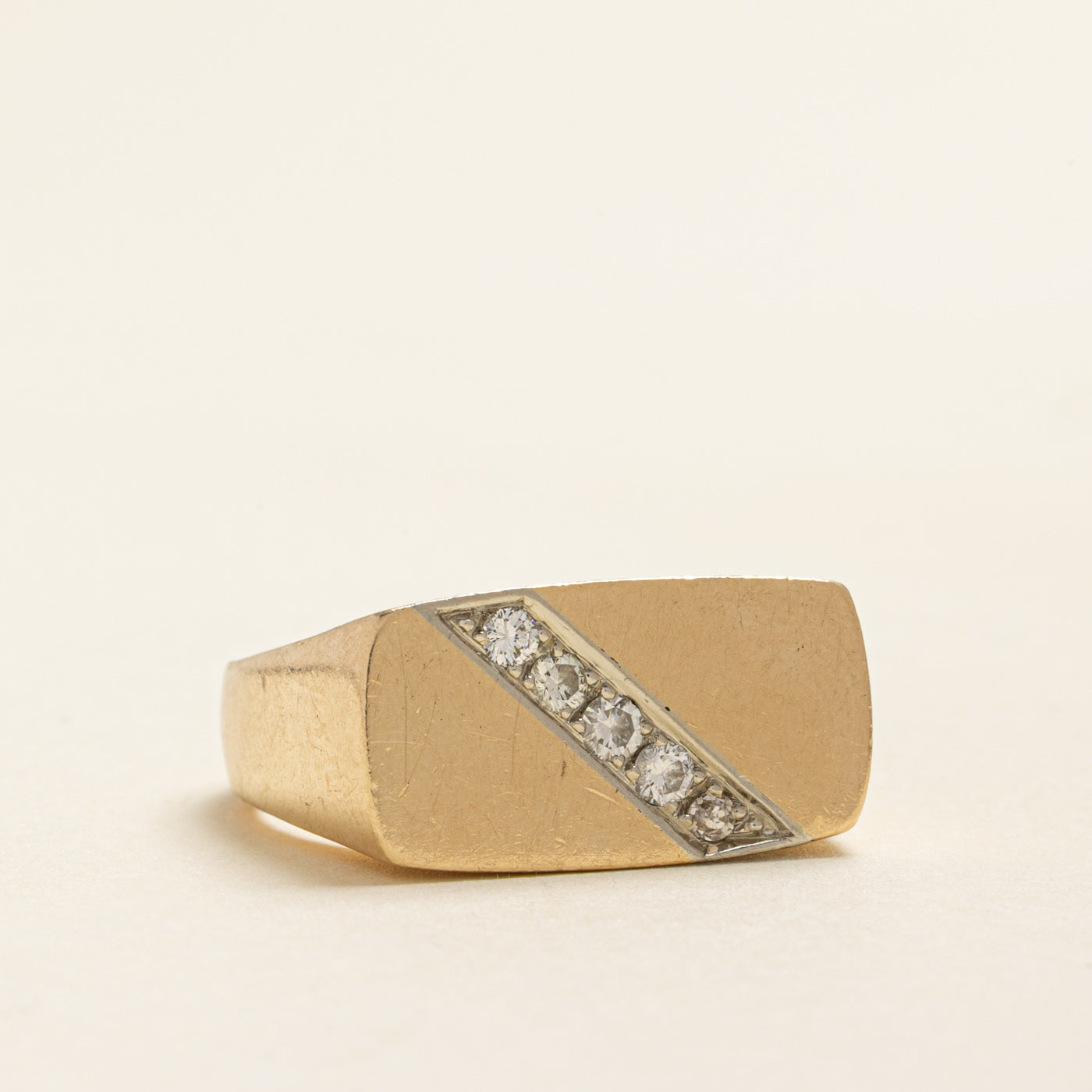 Diagonal Diamond Signet Ring | 0.26ctw | SZ 9.25